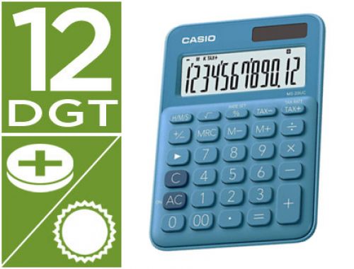 Calculadora casio ms-20uc-bu secretaria 12 digitos tax +/- cor azul , Casio , 155210 , 4549526612718